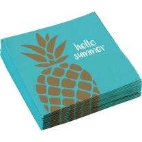 36-teiliges Party-Set Pineapple Vibes - Ananas - Teller Becher Servietten für 8 Personen