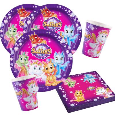 36-teiliges Party-Set Safiras - Teller Becher Servietten für 8 Kinder