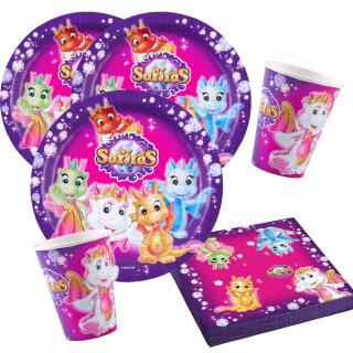 36-teiliges Party-Set Safiras - Teller Becher Servietten für 8 Kinder