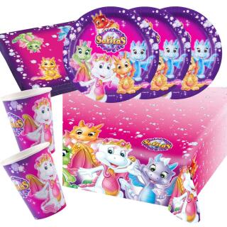 37-teiliges Party-Set Safiras - Teller Becher Servietten Tischdecke für 8 Kinder