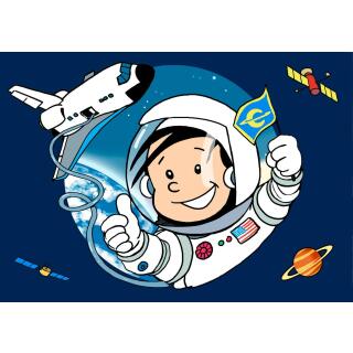 52-teiliges Party-Set Astronaut Flo - Teller Becher Servietten Einladungen Partytüten für 8 Kinder