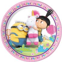 36-teiliges Party-Set Minions - Einhorn Fluffy - Teller Becher Servietten für 8 Kinder