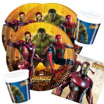 36-teiliges Party-Set Avengers Infinity War - Teller Becher Servietten für 8 Kinder