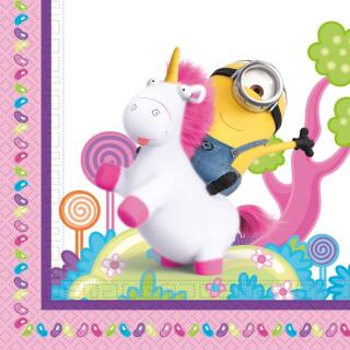 Minions Einhorn Fluffy Servietten 33 x 33 cm, 20 Stück