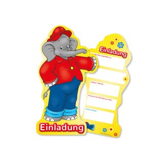 69-teiliges Party-Set - Elefant Benjamin Blümchen - Teller Becher Servietten Platzsets Einladungen Girlande Trinkhalme Geschenkebox  für 6 - 8  Kinder