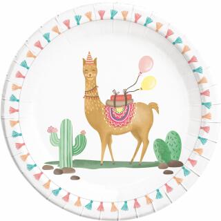 36-teiliges Party-Set Llama Lama Kaktus - Teller Becher Servietten für 8 Personen