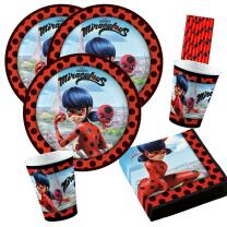 44-teiliges Party-Set Miraculous Ladybug - Teller Becher...