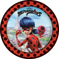 44-teiliges Party-Set Miraculous Ladybug - Teller Becher Servietten Trinkhalme für 8 Kinder