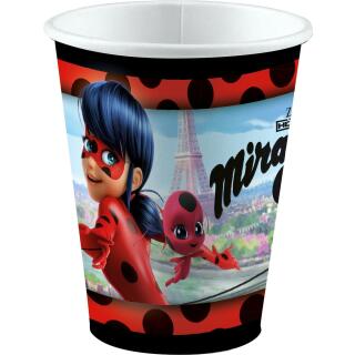 44-teiliges Party-Set Miraculous Ladybug - Teller Becher Servietten Trinkhalme für 8 Kinder