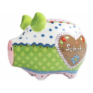 KCG Kleinschwein Keramik Sparschwein - Alpenschwein Schatzi -  ca. 12 cm x 9 cm