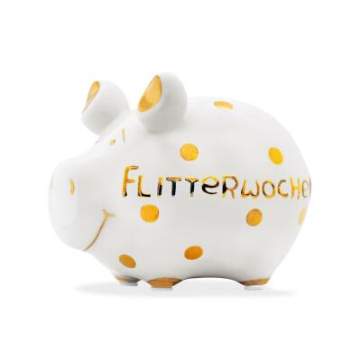 KCG Kleinschwein Keramik Sparschwein - Flitterwochen Gold-Edition -  ca. 12 cm x 9 cm