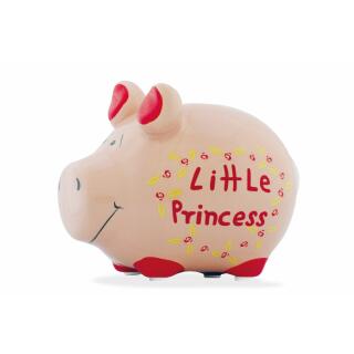 KCG Kleinschwein Keramik Sparschwein - Little Princess -  ca. 12 cm x 9 cm