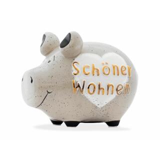 KCG Kleinschwein Keramik Sparschwein - Schöner Wohnen Gold-Edition -  ca. 12 cm x 9 cm