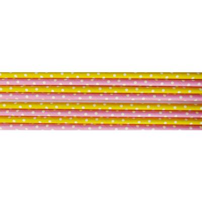 8 Papiertrinkhalme rosa-weiß  und gelb-weiß gepunktet