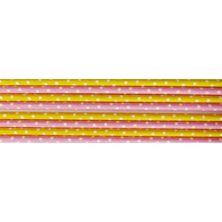 8 Papiertrinkhalme rosa-weiß  und gelb-weiß gepunktet