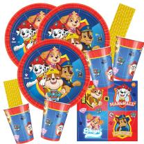 64-teiliges Party-Set Paw Patrol - Teller Becher Servietten Trinkhalme für 16 Kinder