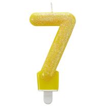 Zahlenkerze Kuchenkerze glitter - 7,6 cm -  mit...