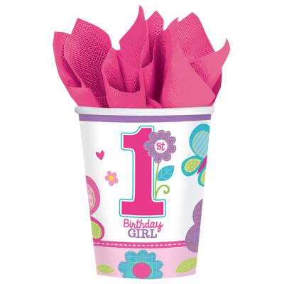 Sweet Birthday Girl - 1. Geburtstag  - 8  Pappbecher 0,25 l