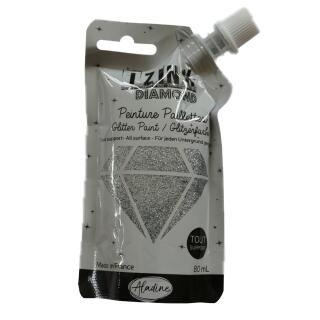 IZINK DIAMOND Glitzerfarbe 80 ml - Auswahl 91 - silber - argente