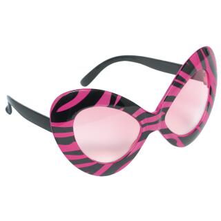 Spaßbrille Partybrille Diva schwarz-pink, getönt