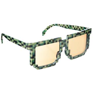 Spaßbrille Partybrille Pixel grün
