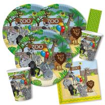 44-teiliges Party-Set - Zoo-Tiere - Teller Becher...