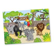 71-teiliges Party-Set - Zoo-Tiere  - Teller Becher Servietten Platzsets Einladungen Girlande Trinkhalme Geschenkebox  für 6 - 8  Kinder