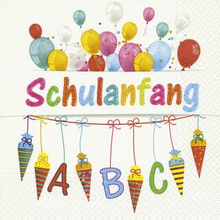 51-teiliges Party-Set Schulanfang -  Teller Becher Servietten Trinkhalme Luftballons Girlande für 8 Personen