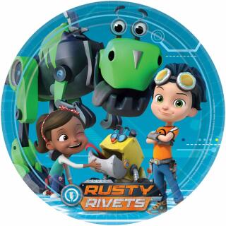 64-teiliges Party-Set Rusty Rivets - Teller Becher Servietten Trinkhalme für 16 Kinder