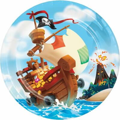 Piratenschiff - Pappteller, 8 Stück 23 cm