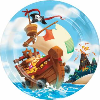 Piratenschiff - Pappteller, 8 Stück 23 cm