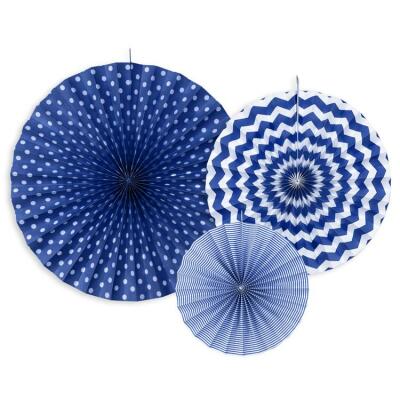 3 Rosetten aus Papier - navy blue - maritim - 23, 32 und 40 cm