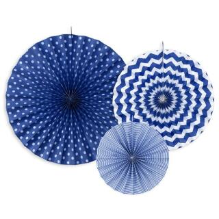 3 Rosetten aus Papier - navy blue - maritim - 23, 32 und 40 cm