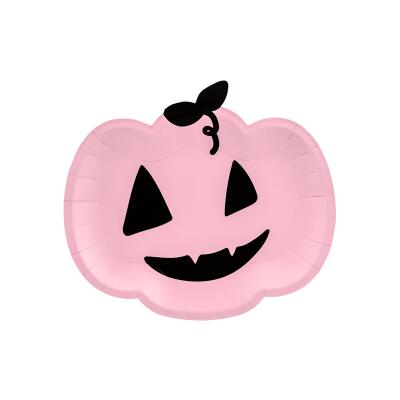 Pappteller  Kürbis pink - Halloween - 6 Stück