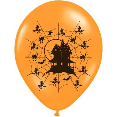 Halloween - Hexenhaus - Luftballons in pastel orange, 6 Stück