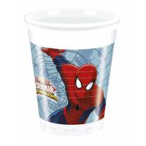 45-teiliges Party-Set Spiderman Web Warriors - Teller Becher Servietten Tischdecke Trinkhalme für 8 Kinder