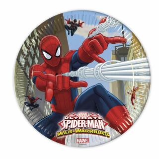 45-teiliges Party-Set Spiderman Web Warriors - Teller Becher Servietten Tischdecke Trinkhalme für 8 Kinder