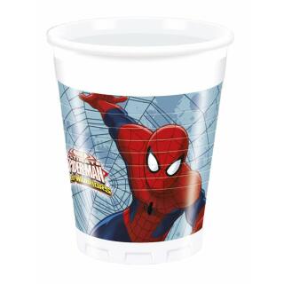 45-teiliges Party-Set Spiderman Web Warriors - Teller Becher Servietten Tischdecke Trinkhalme für 8 Kinder