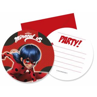 72-teiliges Party-Set Miraculous Ladybug - Teller Becher Servietten Trinkhalme Einladungen Girlande Tüten Tischdecke Masken Luftballons   für 6 - 8 Kinder