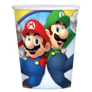 44-teiliges Party-Set Super Mario - Teller Becher Servietten Trinkhalme für 8 Kinder