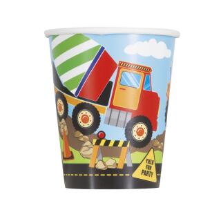 41-teiliges Party-Set Baufahrzeuge - Baustelle - Teller Becher Servietten Tischdecke Trinkhalme  für 8 Kinder