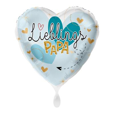 Folienballon 43 cm - Lieblingspapa - Herz ohne Helium-Füllung