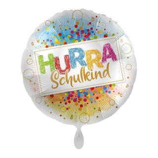 Folienballon  43 cm - Hurra  Schulkind - Konfetti