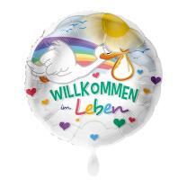 Folienballon 43 cm - Willkommen im Leben - Storch