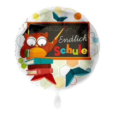 Folienballon  45 cm - Eule - Endlich Schule