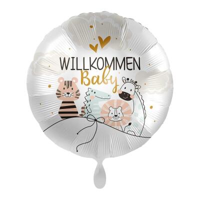 Folienballon 43 cm - little friends - Willkommen Baby ohne Helium-Füllung