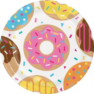 41-teiliges Party-Set - Donut - Teller Becher Servietten Tischdecke Trinkhalme  für 8 Kinder