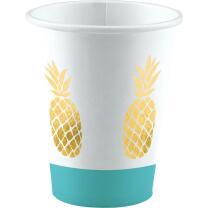 68-teiliges Party-Set Pineapple Vibes - Ananas - Teller Becher Servietten Trinkhalme  für 16 Personen