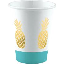 44-teiliges Party-Set Pineapple Vibes - Ananas - Teller Becher Servietten Trinkhalme  für 8 Personen