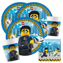 44-teiliges Party-Set Lego City - Teller Becher Servietten Papiertrinkhalme für 8 Kinder